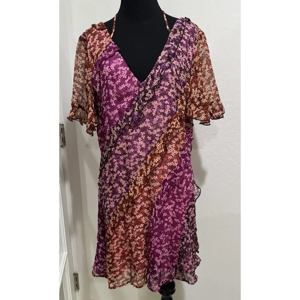 NWT ANTHROPOLOGIE Pink Floral Print Mini Dress SZ Medium MSRP $148 - Picture 3 of 6